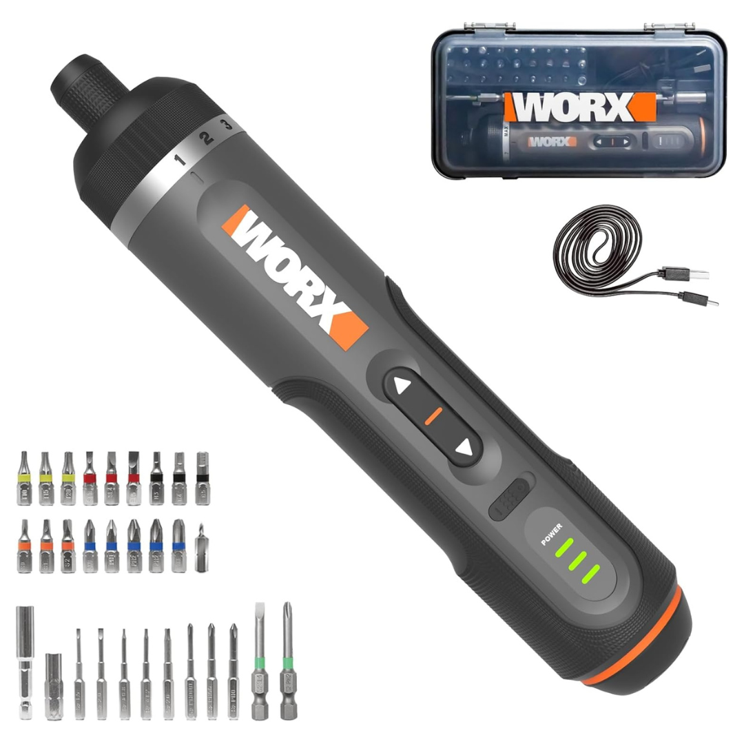 WORX 4V Cordless Electric Screwdriver With 30-Piece Accessory Kit (WX242L)