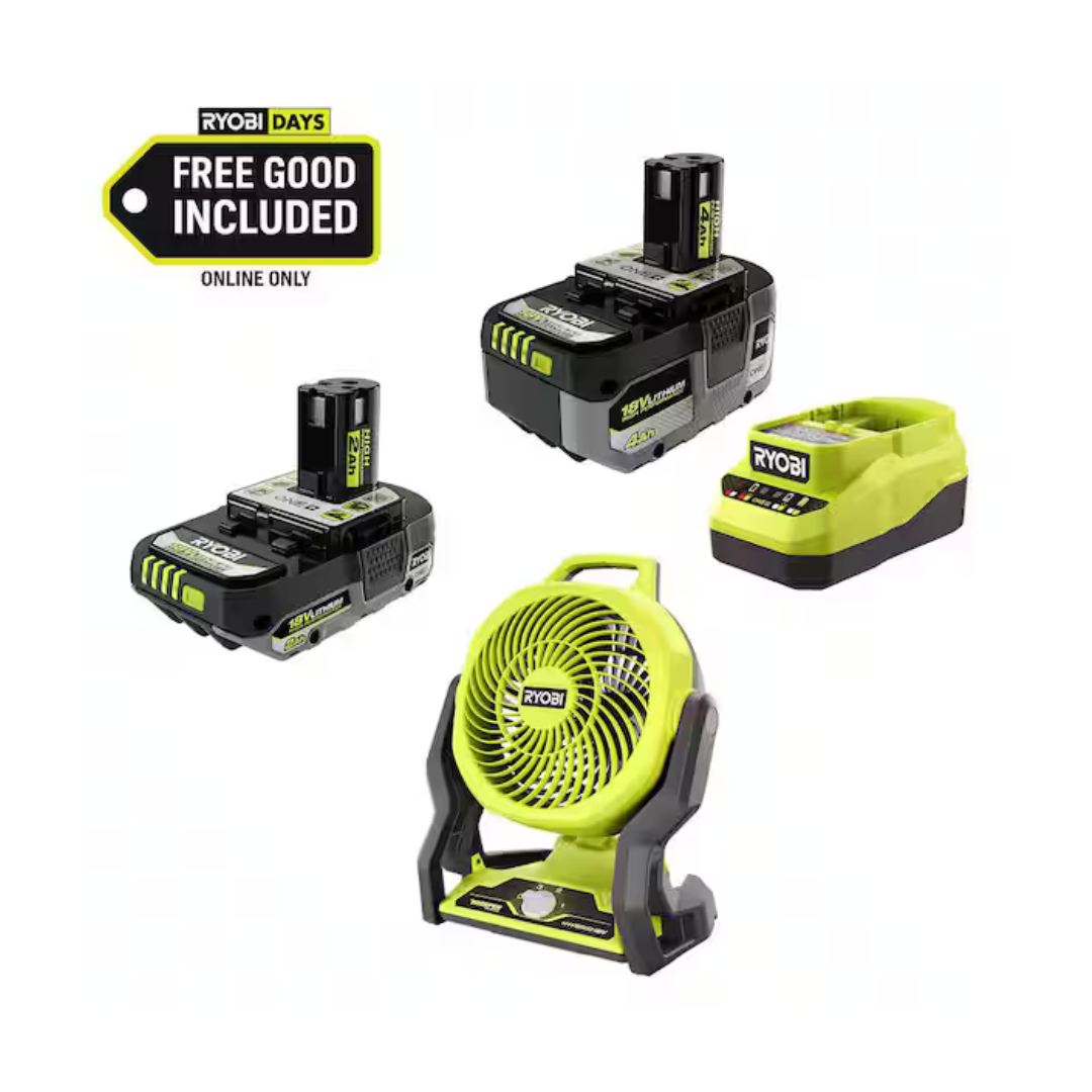 RYOBI ONE+ 18V High Performance Kit + Free ONE+ Cordless Hybrid 7-1/2" Fan