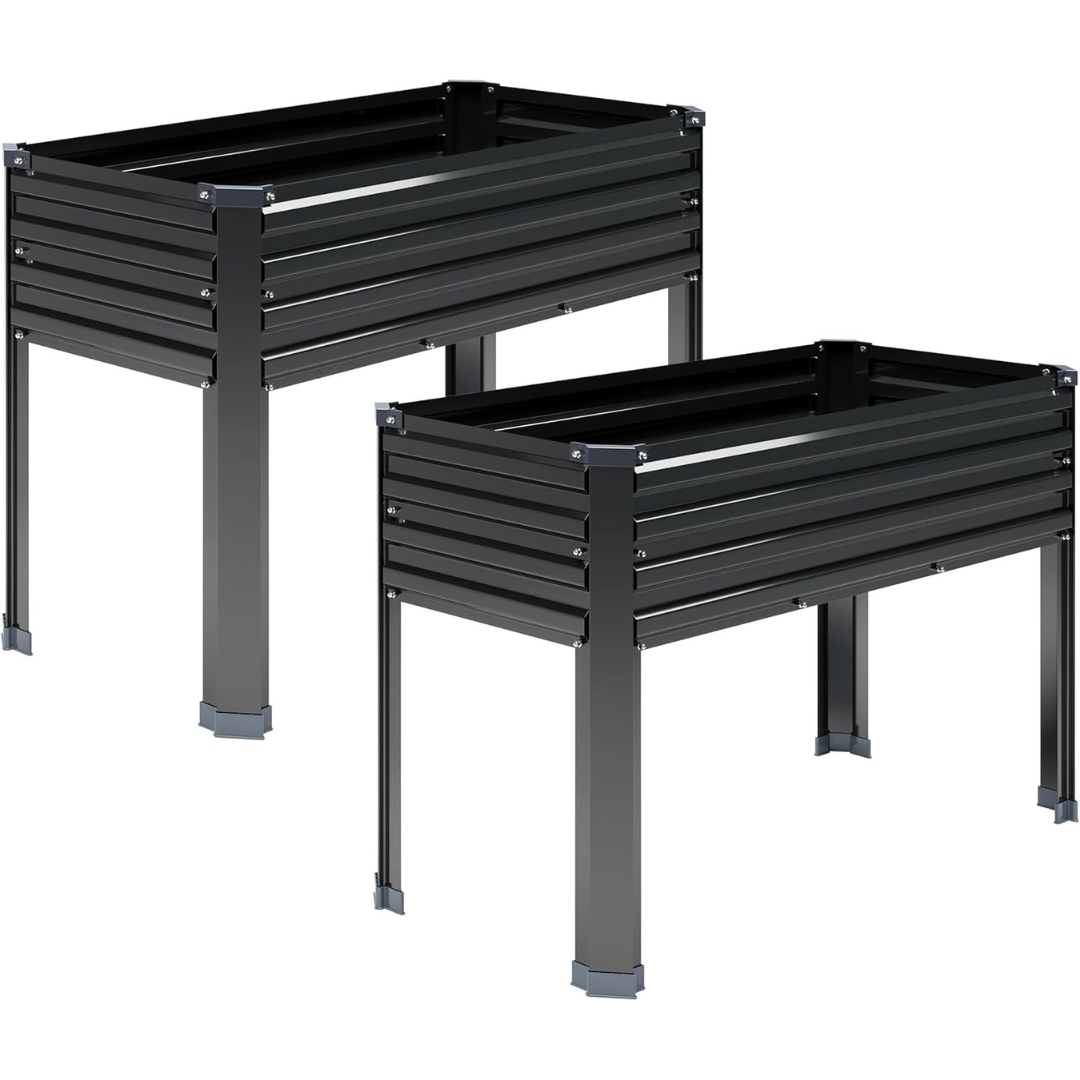 2-Piece Galvanized Raised Garden Bed W/ Legs (48"x18"x30", 300lb Cap.)
