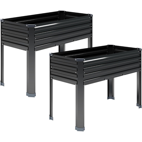 2-Piece Galvanized Raised Garden Bed W/ Legs (48"x18"x30", 300lb Cap.)