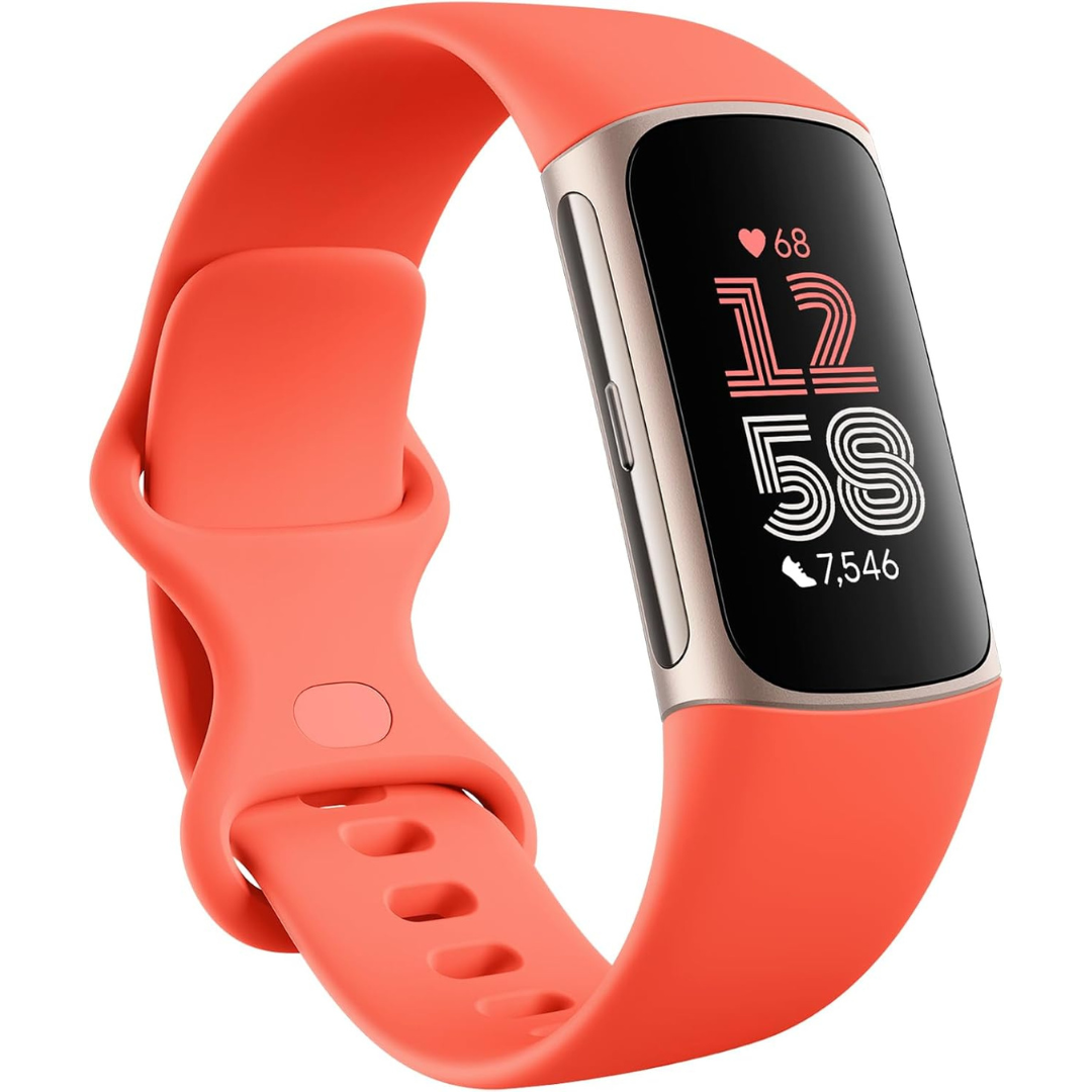 Fitbit Charge 6 Fitness Tracker (Coral/Champagne Gold Aluminum)
