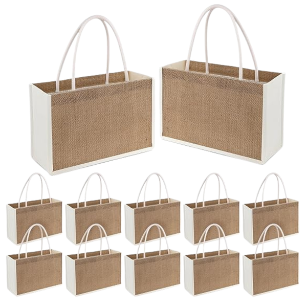 12-Pack Small Jute Bags (12.6 X 8.66 X 5.12 Inch)