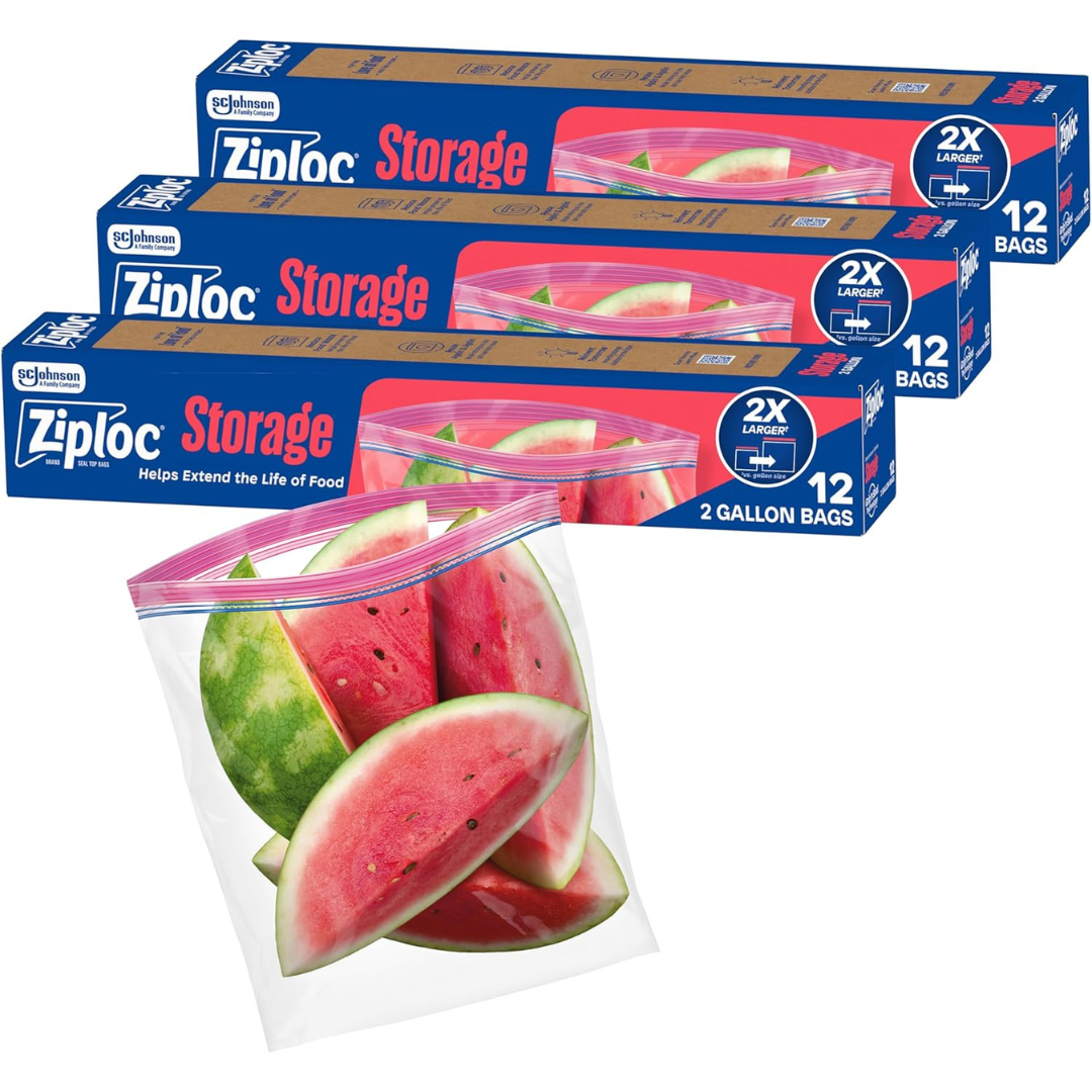 36-Count 2-Gallon Ziploc Food Storage Bags With Grip 'n Seal Technology