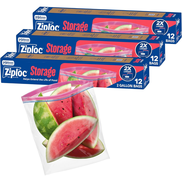36-Count 2-Gallon Ziploc Food Storage Bags With Grip 'n Seal Technology