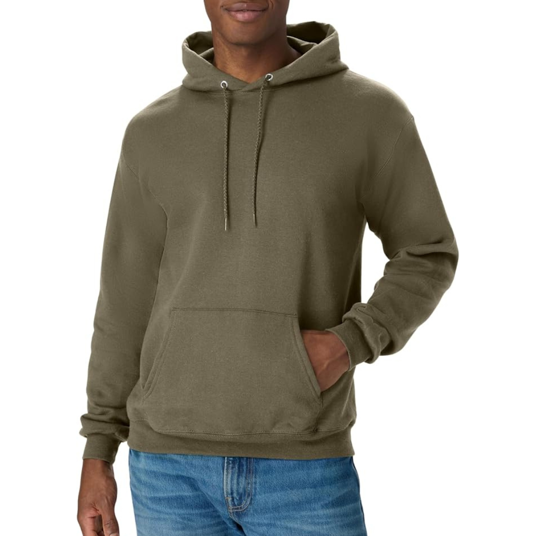 Hanes EcoSmart Fleece Hoodie (Fatigue Green, Size Large)