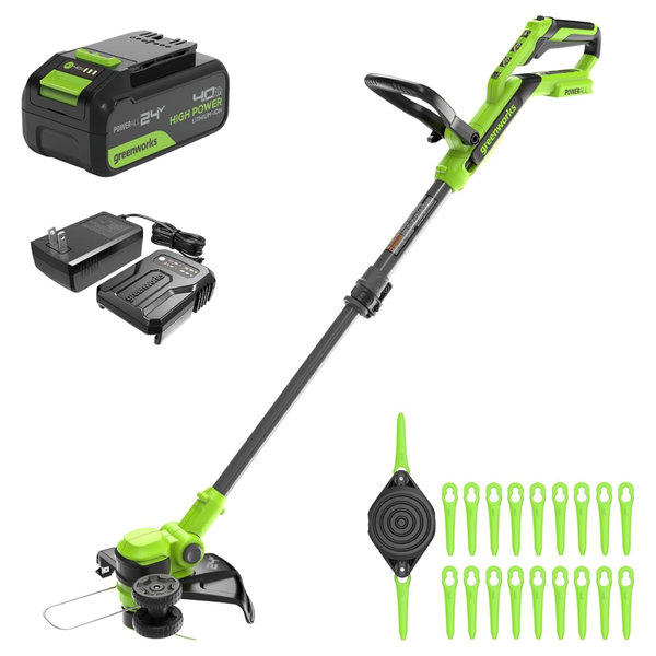 Greenworks 24V 12" Cordless String Trimmer & Edger W/ 4.0Ah Battery And Charger