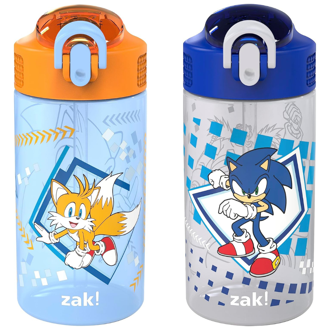 2-Pack 16-Oz Zak Designs Sonic Kids Leak-Proof Water Bottles (2 Colors)