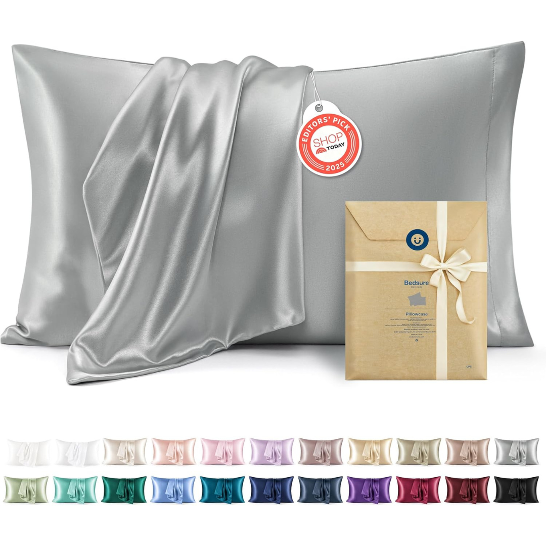 2-Pack Bedsure 20" X 30" Queen SizeSilk Satin Queen Pillowcase