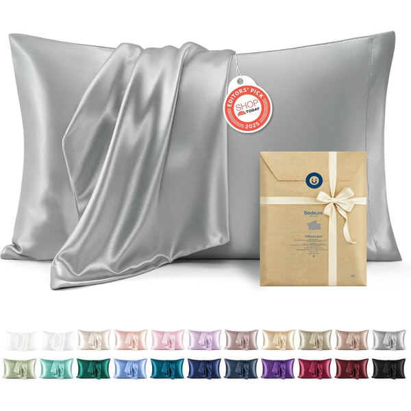 2-Pack Bedsure 20" X 30" Queen SizeSilk Satin Queen Pillowcase