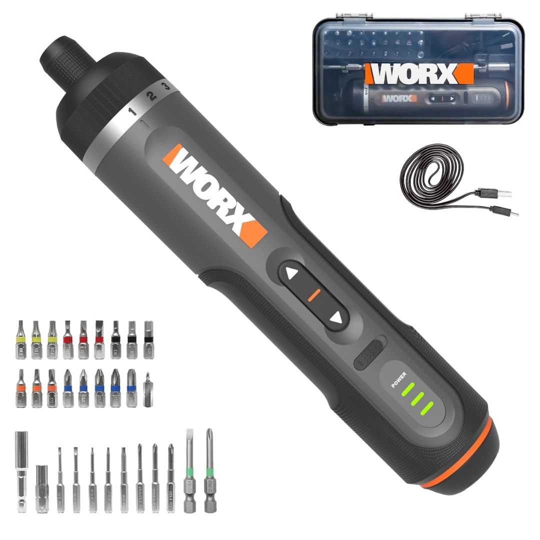 WORX 4V Cordless Electric Screwdriver With 30-Piece Accessory Kit (WX242L)