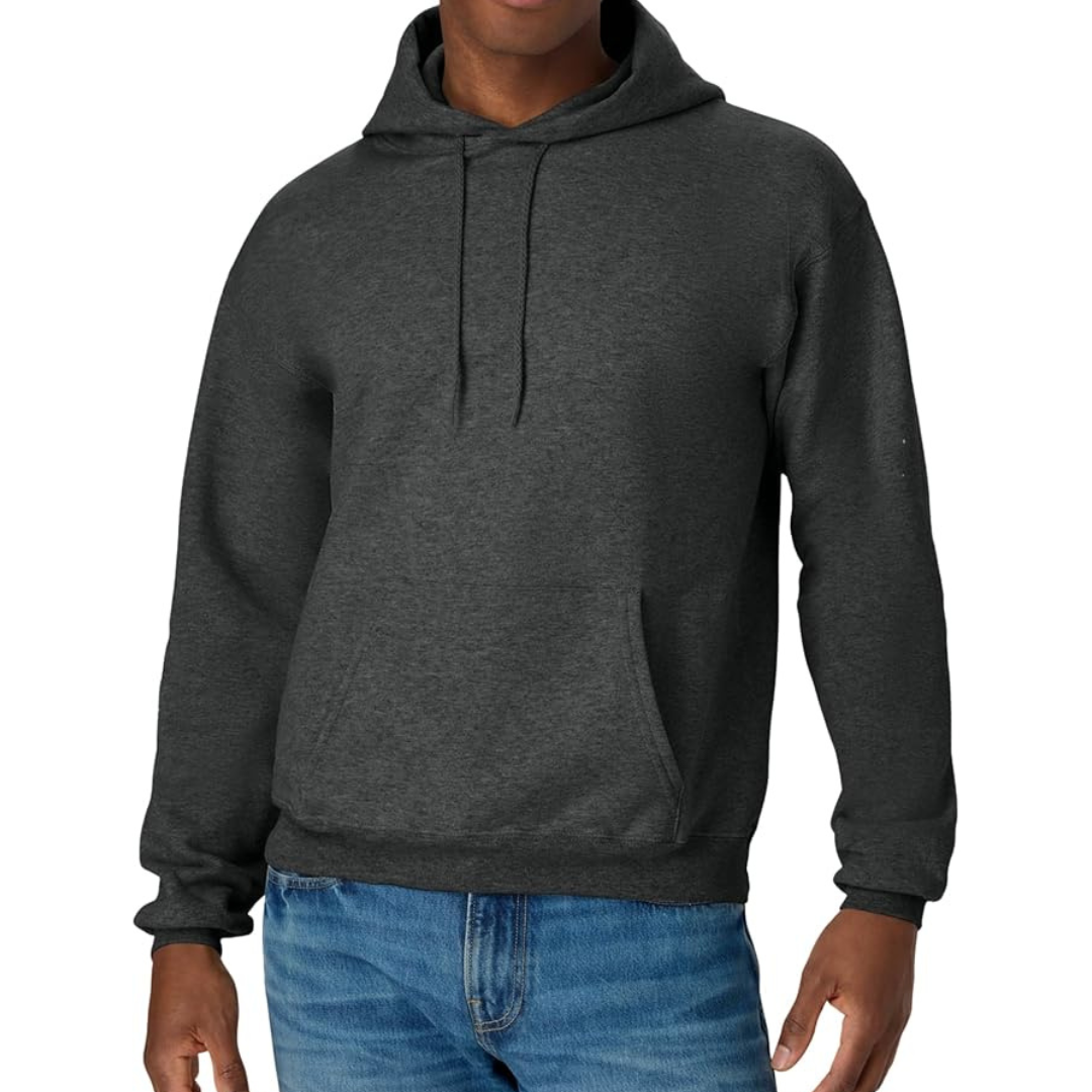 Hanes Men's EcoSmart Midweight Fleece Pullover Sweatshirt Hoodie (Charcoal Heather)