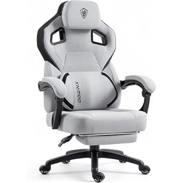 Dowinx Fabric Gaming Chair with Footrest and Lumbar Support