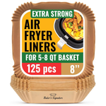 125-Piece 8" Non-Stick And Oil Proof Air Fryer Disposable Liners