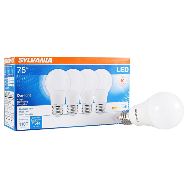 4-Pack Sylvania 75W Equivalent A19 Efficient 12W LED Light Bulb