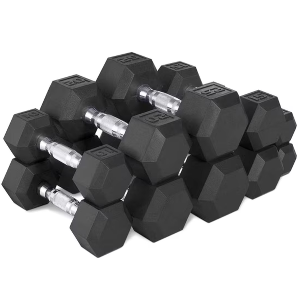 CAP 150lb Rubber Hex Dumbbell Set (5-25 lb Pairs)