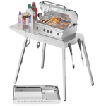 R.W.Flame Portable Stainless Steel Adjustable Folding Grill Table