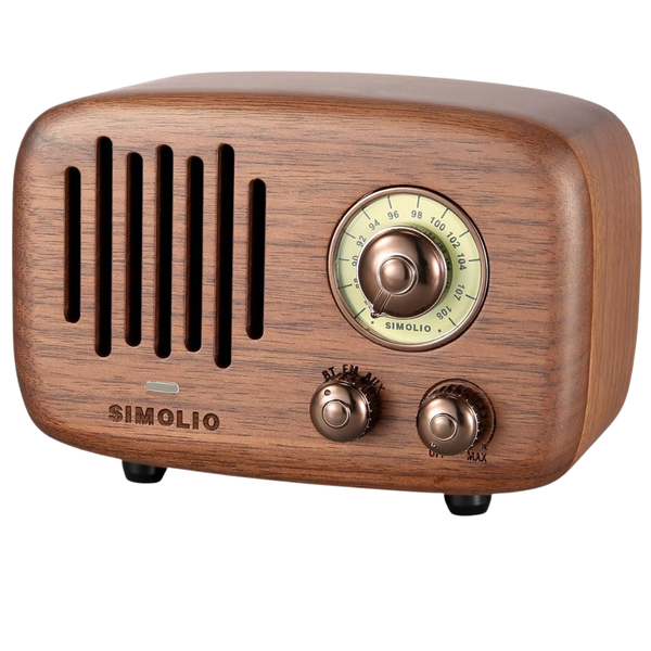 Simolio Real Wood Retro Bluetooth Speakers W/ FM Radio & AUX