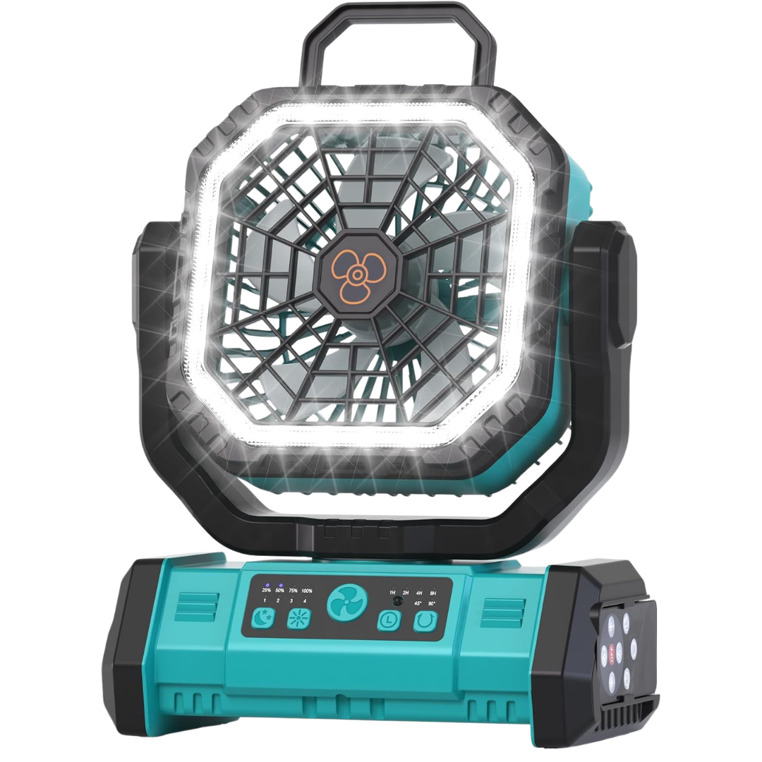 Honesorn 20000mAh Portable Rechargeable Fan W/ LED Light & Remote
