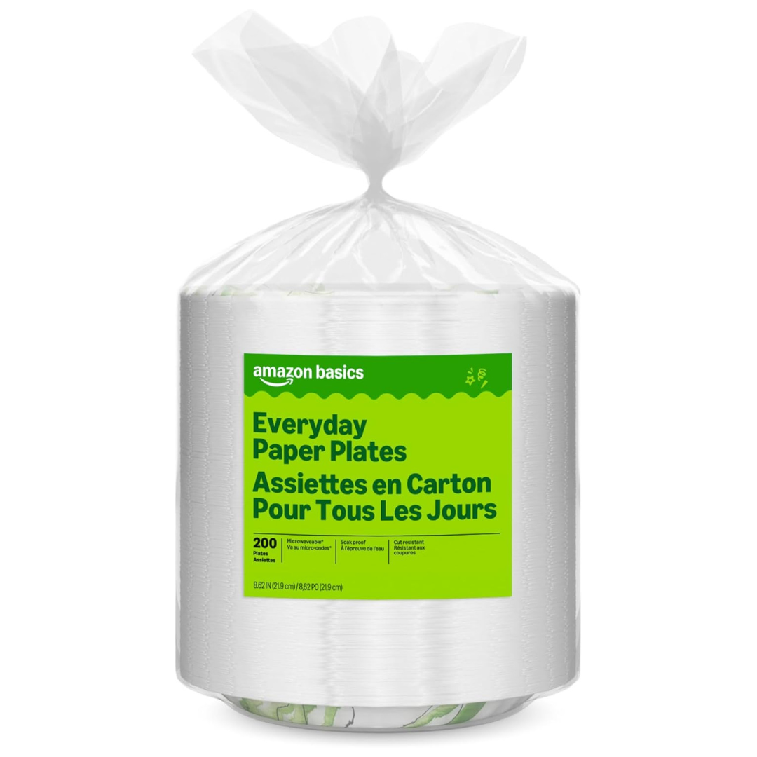200-Count Amazon Basics Disposable Everyday Paper Plates