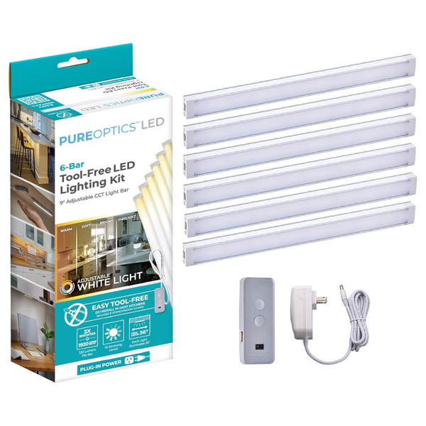 6-Pack PureOptics LED Under Cabinet Lighting Kit W/ Motion Sensor