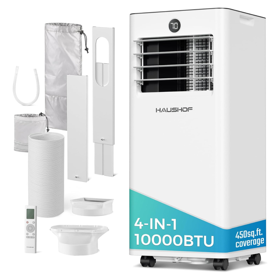 10000-BTU HAUSHOF Portable Air Conditioner W/ Remote Control