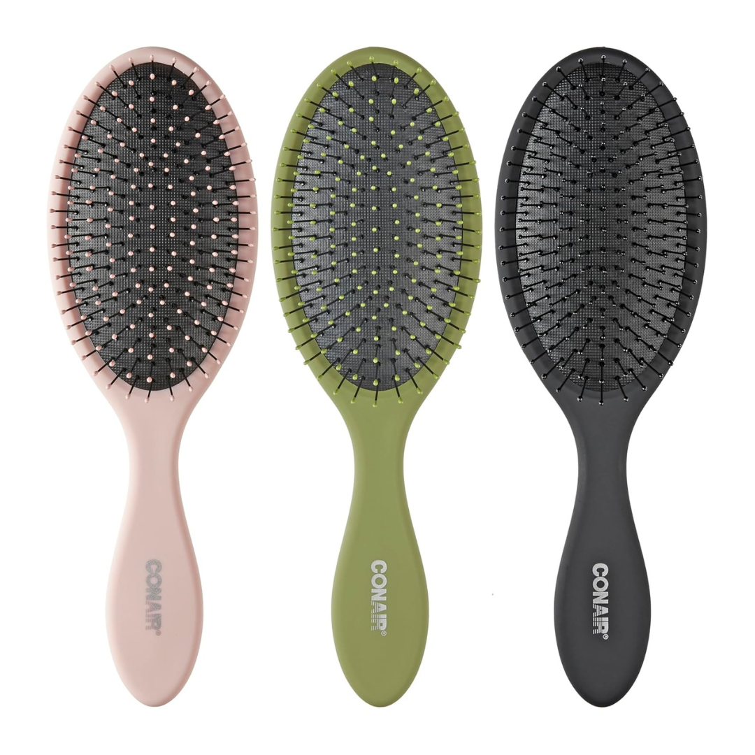 Conair Detangling Hair Brush Set, 3-Pack Detangler Brushes