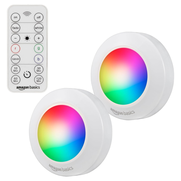 2-Pack Amazon Basics 40 Lumens Wireless Motion Sensor LED Puck Lights