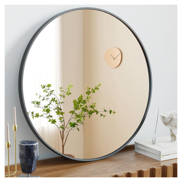 Sweetcrispy 20" Round Bathroom Vanity Mirror With Matte Black Metal Frame
