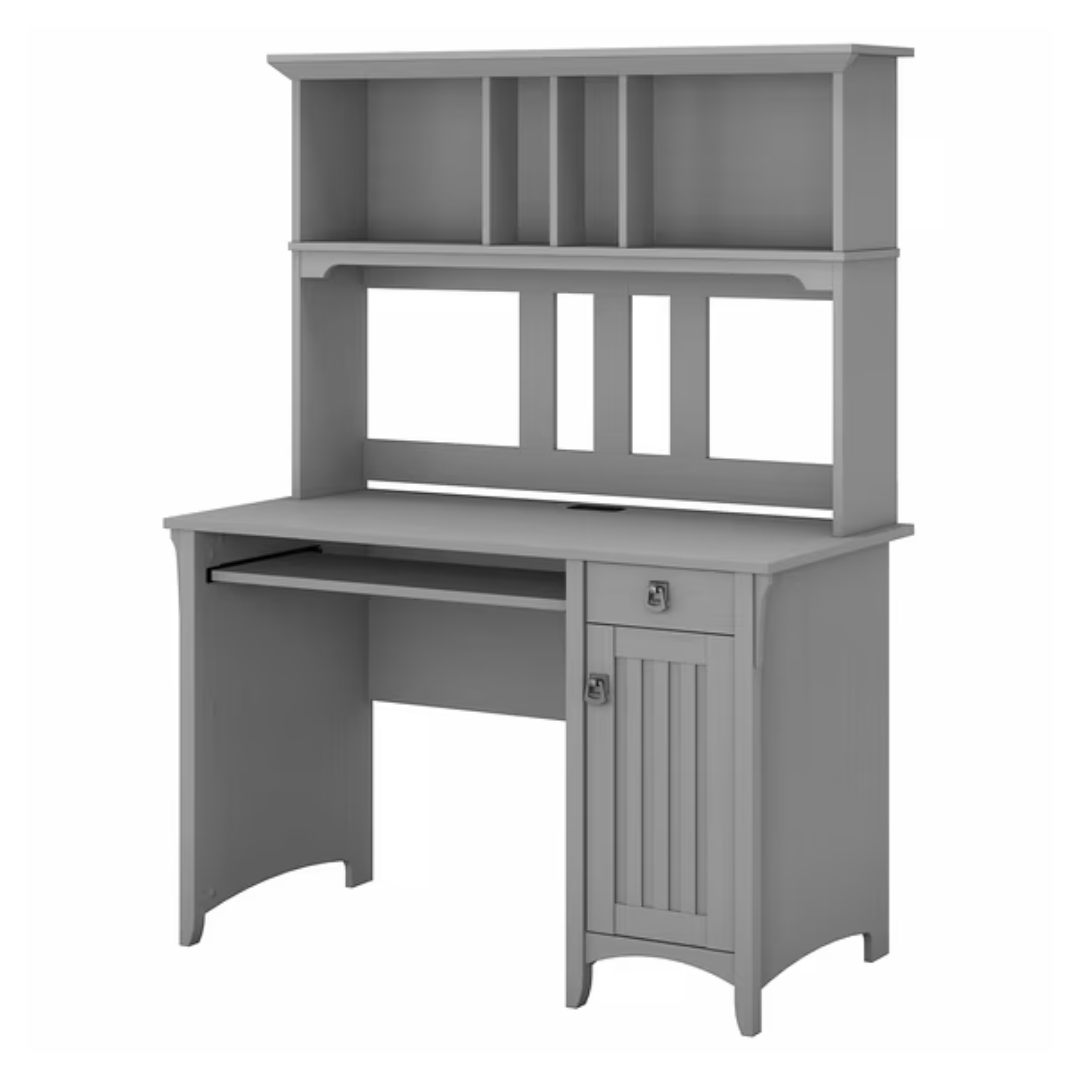 Bush Home Salinas 48" Computer Desk & Hutch With Storage (Cape Cod Gray)