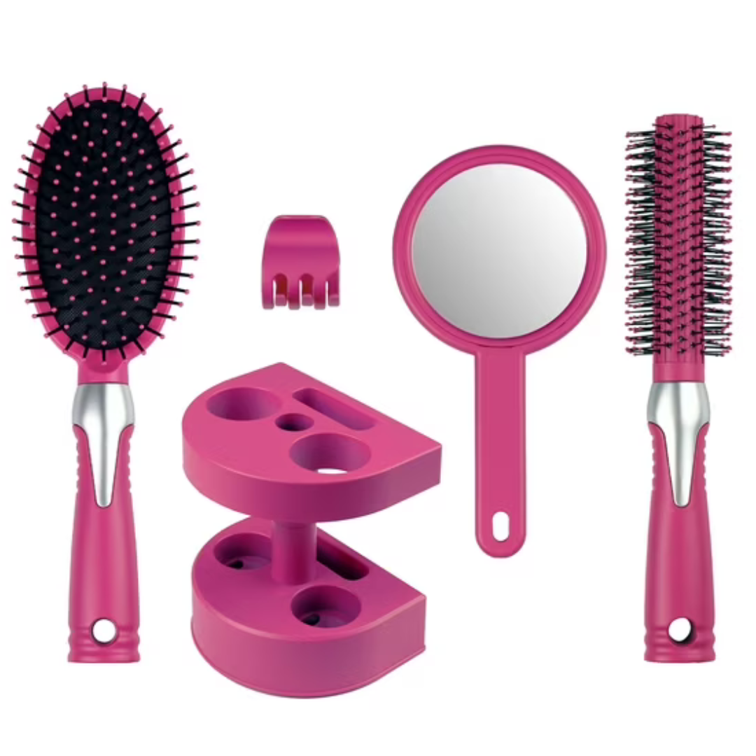 5-Piece Beauty Gifts Hair Brush Set, Adults And Teens (Pink)