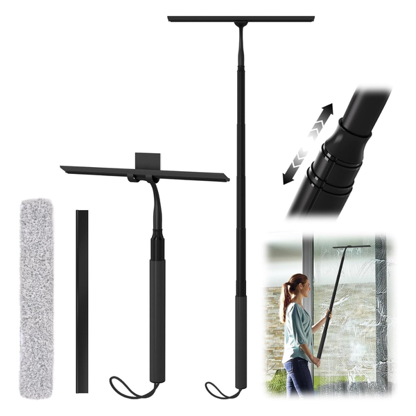 Rakovar 15-51" Shower Squeegee W/ Long Handle (Black)