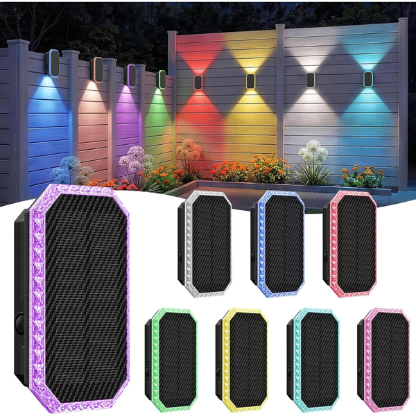 8-Pack TECKNET IP67 Waterproof RGBW Outdoor Solar Fence Lights