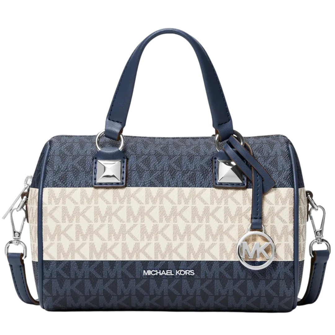 Michael Kors Grayson Small Striped Signature Logo Duffel Crossbody Bag
