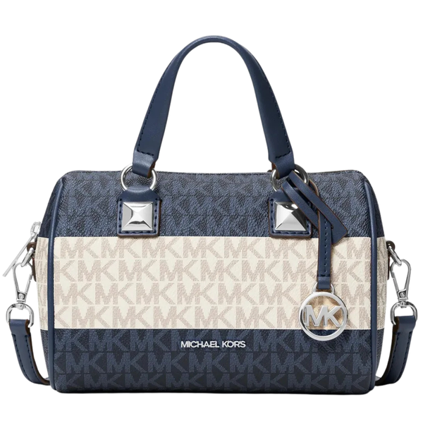 Michael Kors Grayson Small Striped Signature Logo Duffel Crossbody Bag