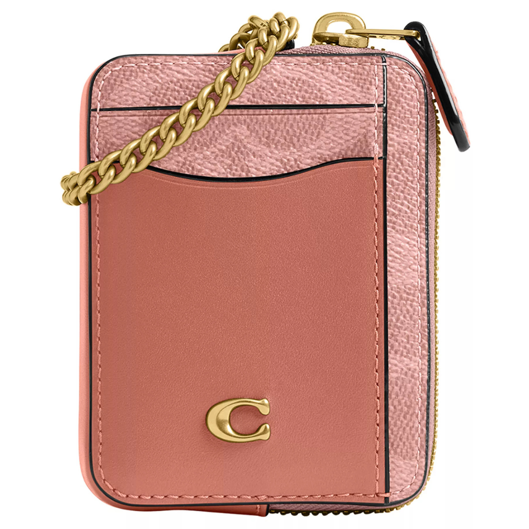 Coach Essential Signature Canvas Chain Card Case