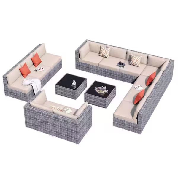 14-Pieces The Embrace Wicker Patio Outdoor Sectional Seating Sofa Set