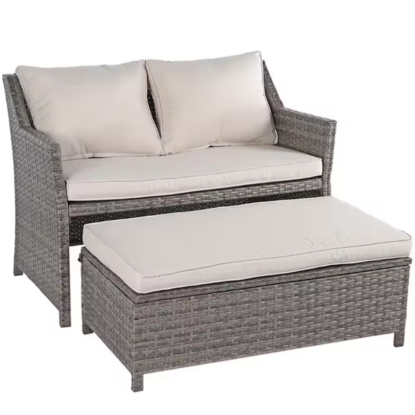 2-Piece Freestyle Wicker Patio Conversation Sectional Set