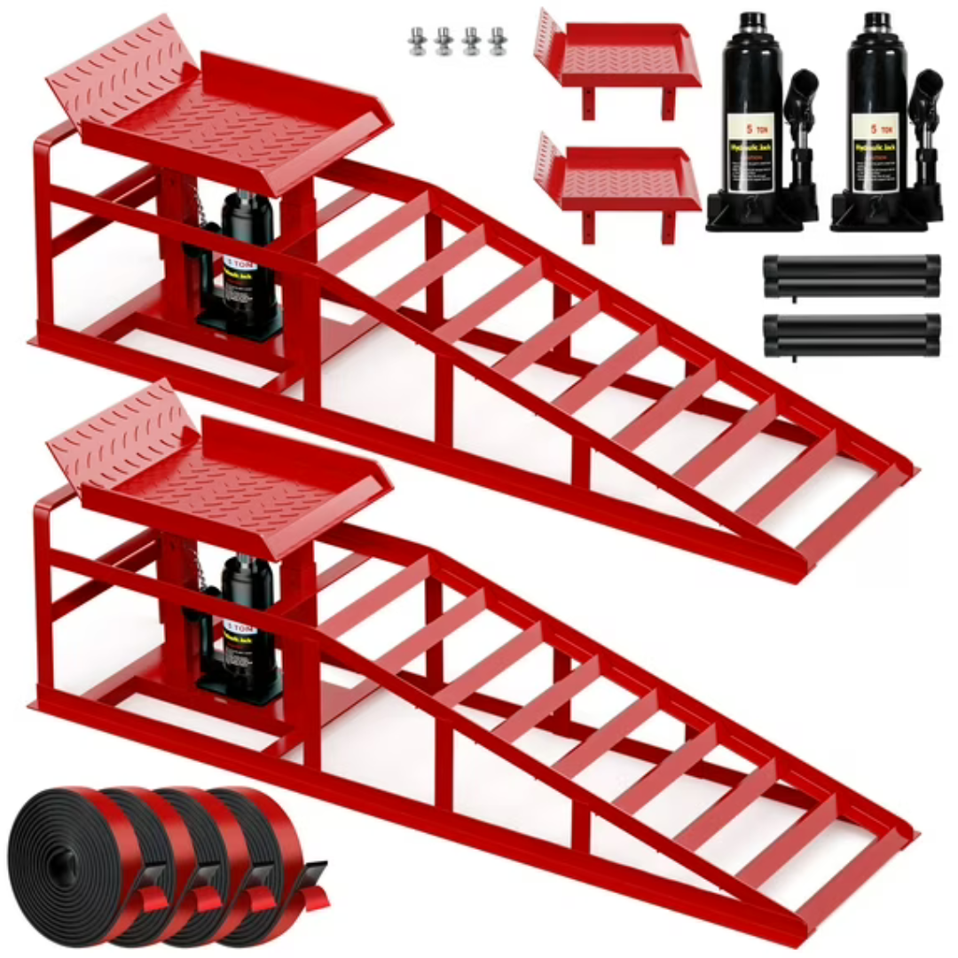 2-Pack Lafati Heavy-Duty 10,000-lbs. Hydraulic Car Ramp Set (4-Colors)