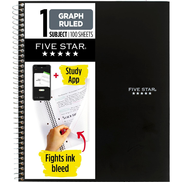Five Star 8.5" X 11" 1-Subject Spiral Notebook W/ Study App (100 Sheets)