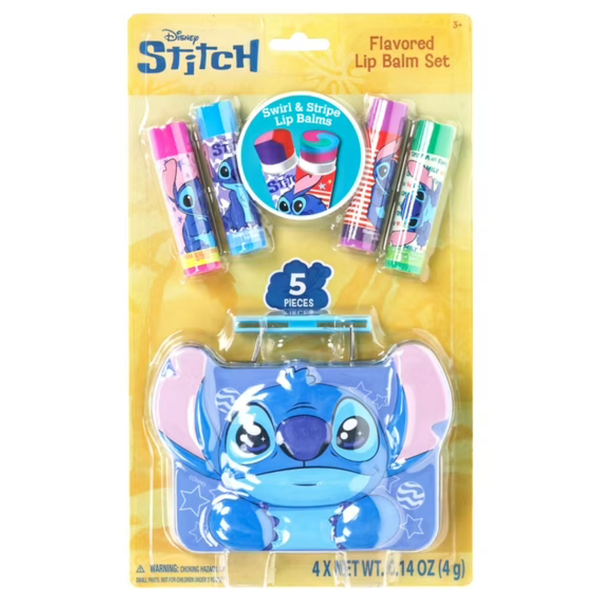 5-Piece Disney Stitch Swirl Lip Balm W/ Character-Shaped Storage Tin