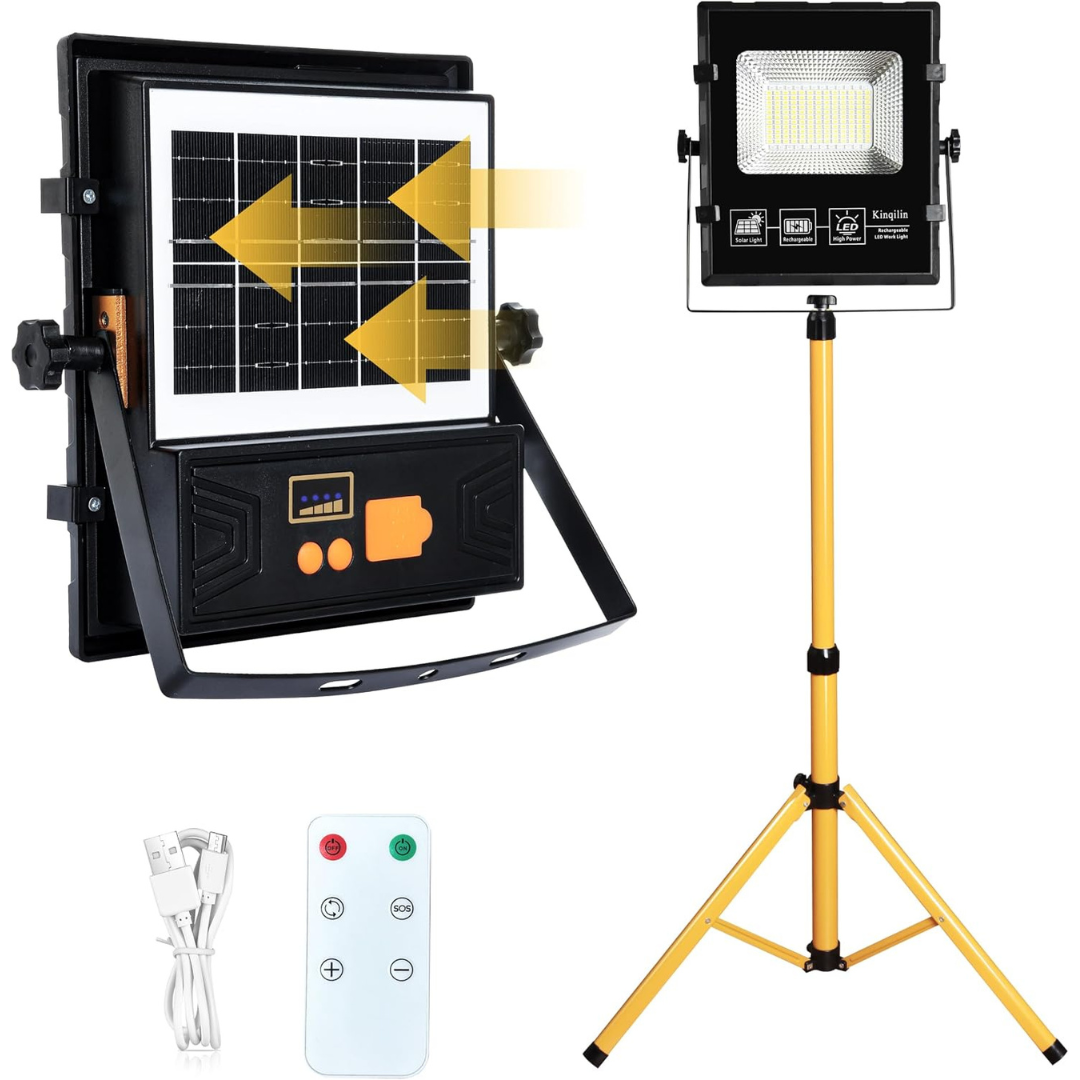 Solar Powered Work Light With 120H Runtime & Remote Control