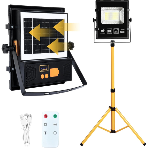 Solar Powered Work Light With 120H Runtime & Remote Control