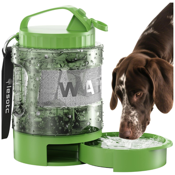 Lesotc Portable Dog Water Bowl Dispenser W/ 77oz Pop-Out Drinking Bowl
