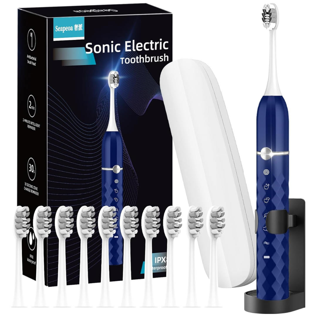 Sonic Electric Toothbrush 5 Modes W/ 10 Brush Heads (Various)