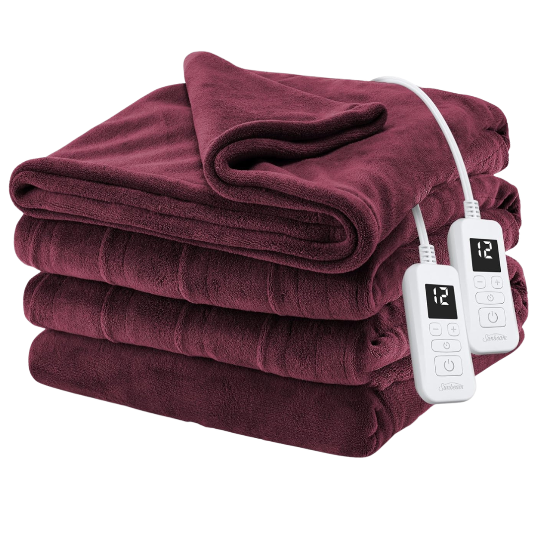 90" X 84" Sunbeam Queen Electric Royal Luxe Microplush Heated Blanket