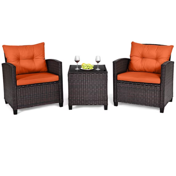 3-Piece Costway Patio Rattan Furniture Set