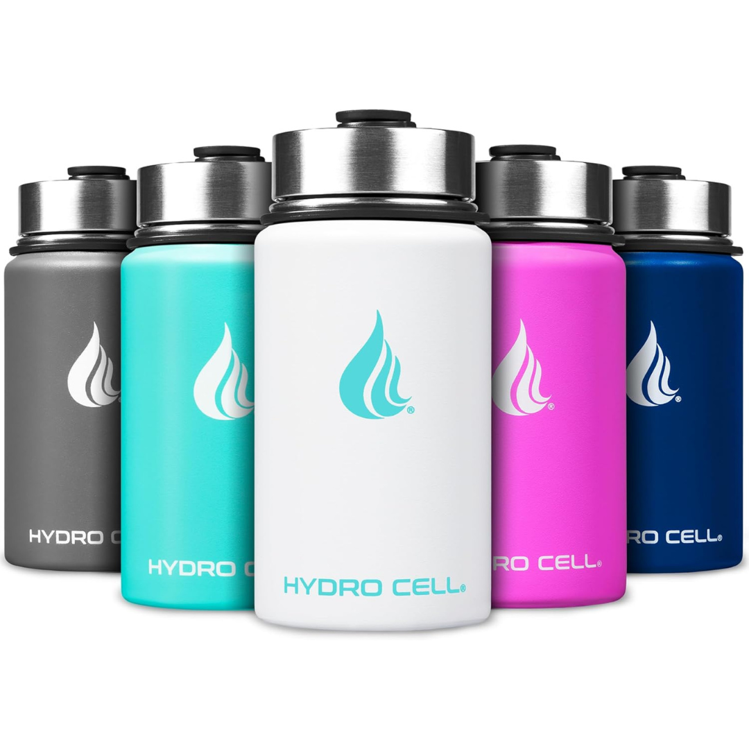 14-Oz White Hydro Cell Wide Mouth Stainless Steel Water Bottle
