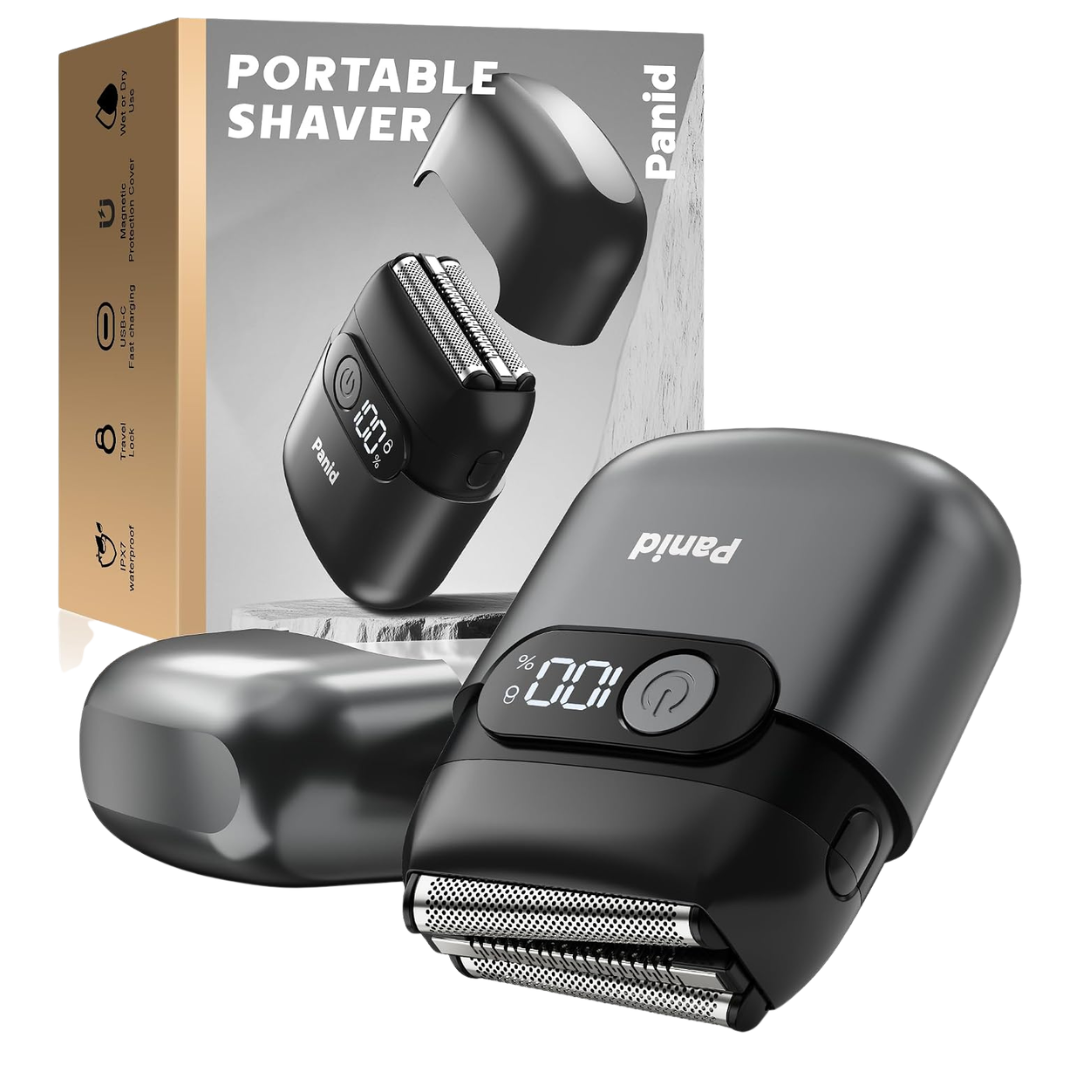 Panid Men's Portable Electric Foil Mini Razor W/ 3 Blades & LED Display