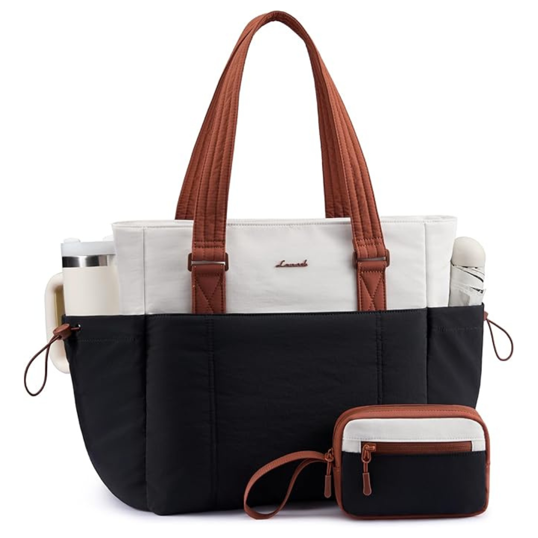 Lovevook 15.6'' Women's Quilted Tote Work Bag W/ Cup Holder