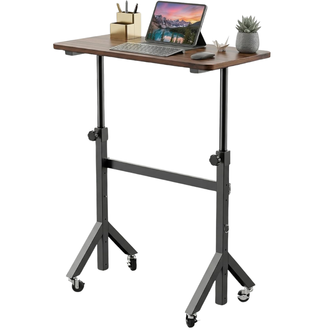 32" Huanuo Height Adjustable Standing Desk With Wheels (Black Walnut)